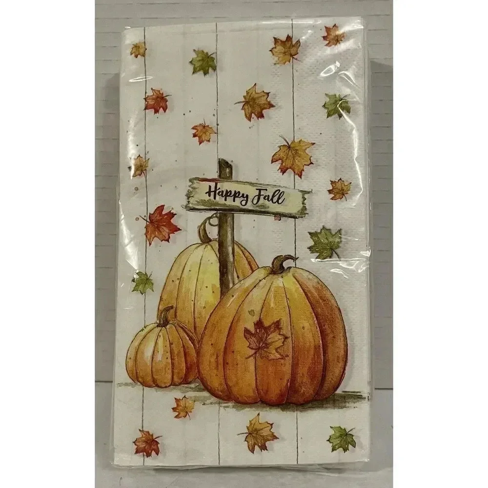 Patricia Pinto Design 3 Ply Paper Guest Towel Napkins 32 Count 13”x15.7” Pumpkin
